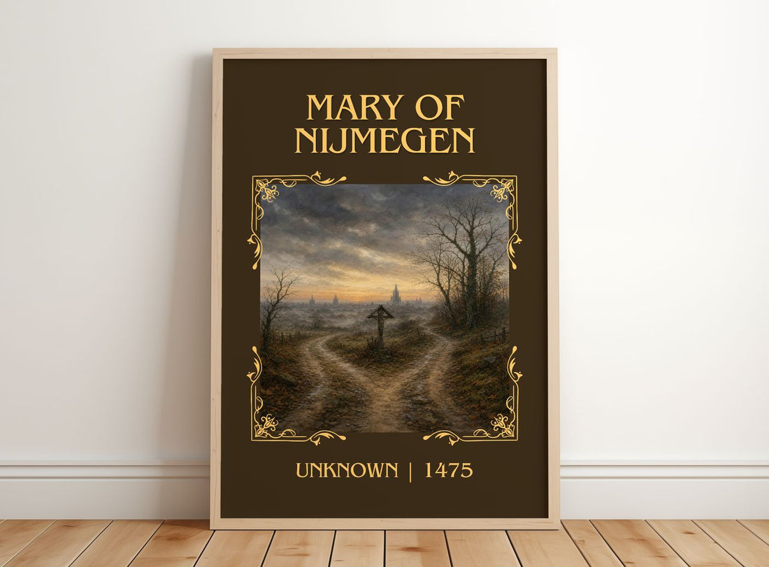 Mary Of Nijmegen Classic Book Art Print by Unknown – framed print leaning on a wooden floor