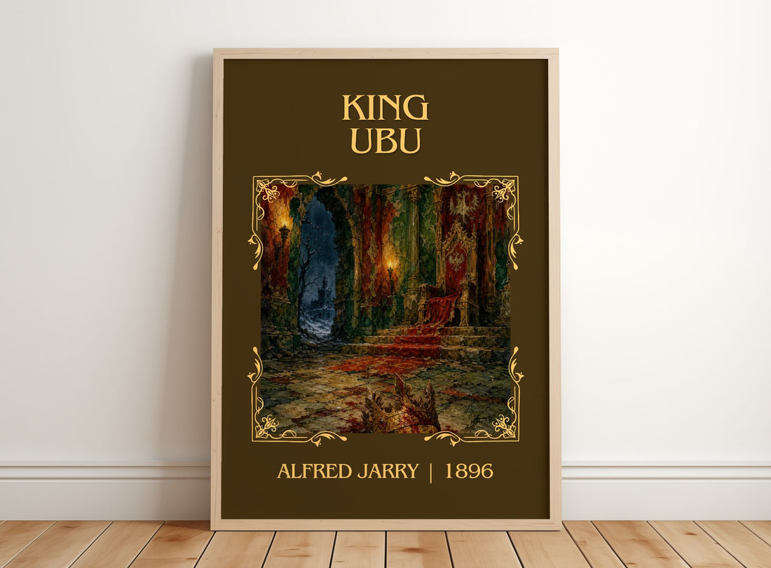 King Ubu Classic Book Art Print by Alfred Jarry – framed print leaning on a wooden floor