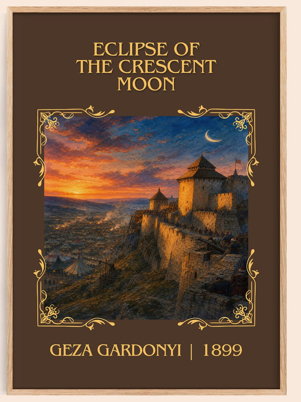 Eclipse of the Crescent Moon Classic Book Art Print by Géza Gárdonyi – book poster