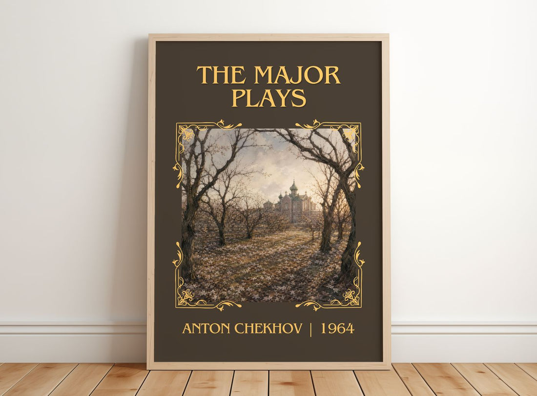 The Major Plays Classic Book Art Print by Anton Chekhov – framed print leaning on a wooden floor