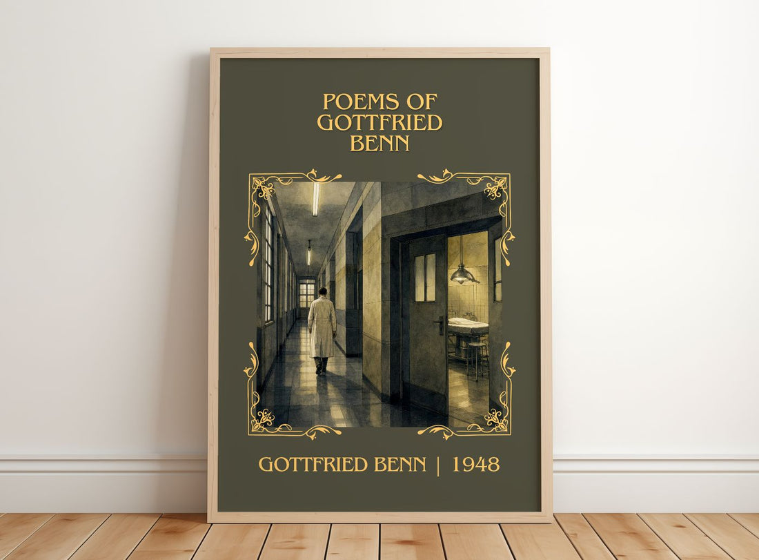 Poems Of Gottfried Benn Classic Book Art Print by Gottfried Benn – framed print leaning on a wooden floor