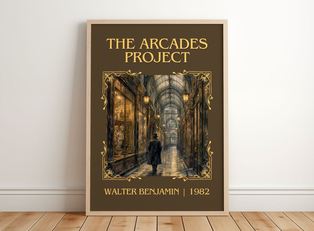 The Arcades Project Classic Book Art Print by Walter Benjamin – framed print leaning on a wooden floor