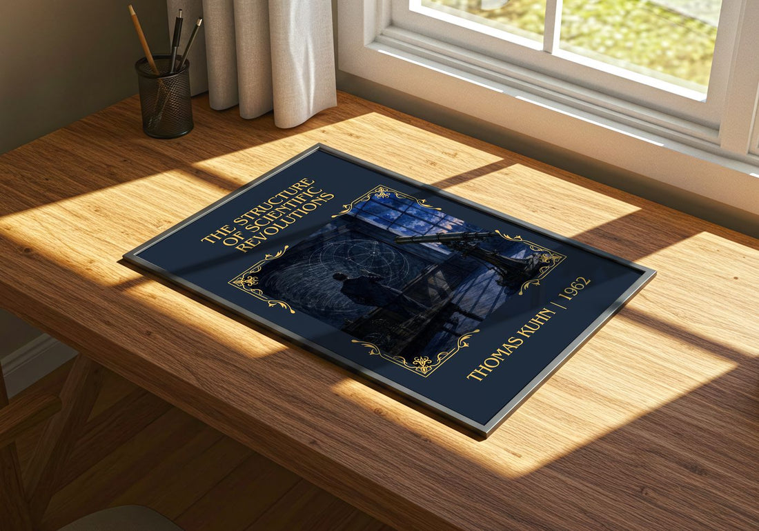 Structure of Scientific Revolutions Classic Book Art Print by T. Kuhn – print on a sunlit desk