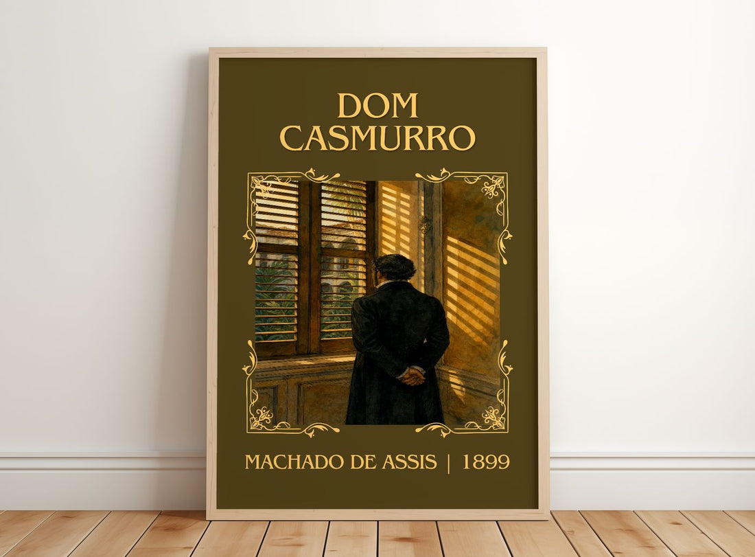 Dom Casmurro Classic Book Art Print by Machado de Assis – framed print leaning on a wooden floor