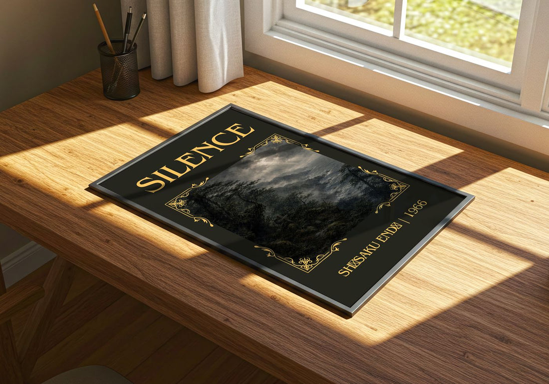 Silence Classic Book Art Print by Shūsaku Endō – print on a sunlit desk