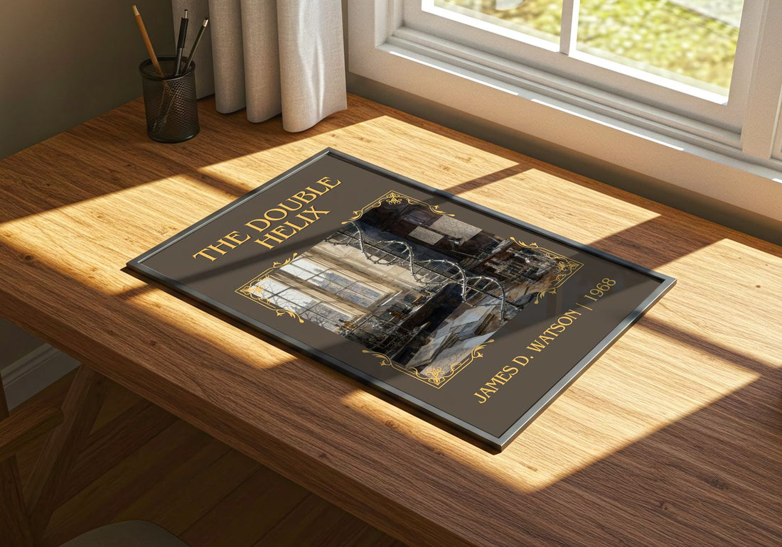The Double Helix Classic Book Art Print by James D. Watson – print on a sunlit desk