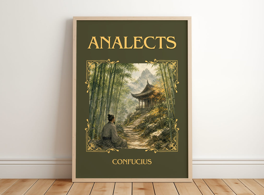 Analects Classic Book Art Print by Confucius – framed print leaning on a wooden floor