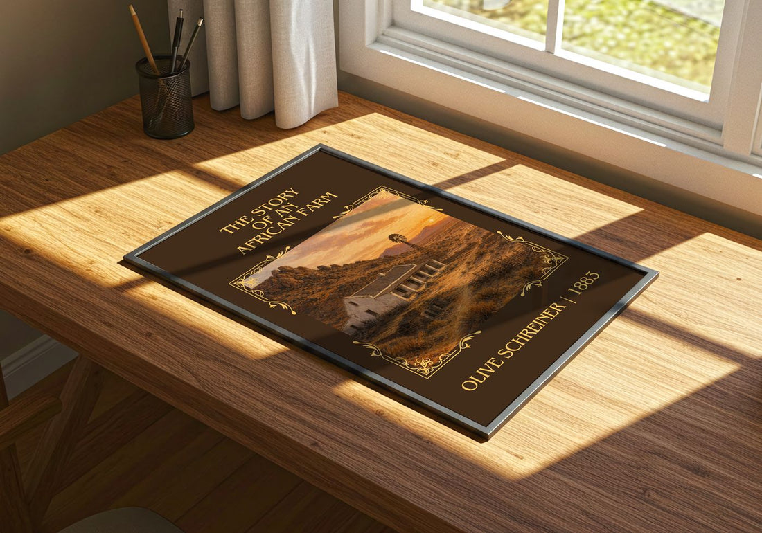 The Story Of An African Farm Classic Book Art Print by Olive Schreiner – print on a sunlit desk