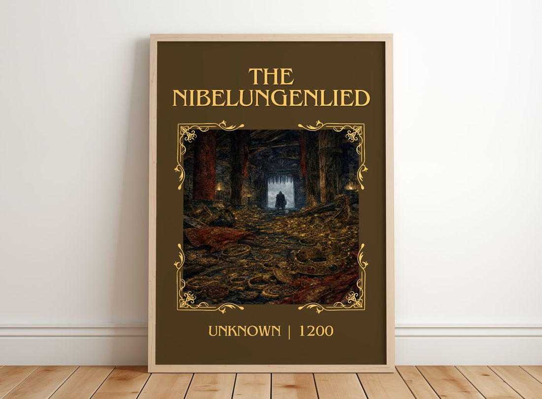 The Nibelungenlied Classic Book Art Print by Unknown – framed print leaning on a wooden floor