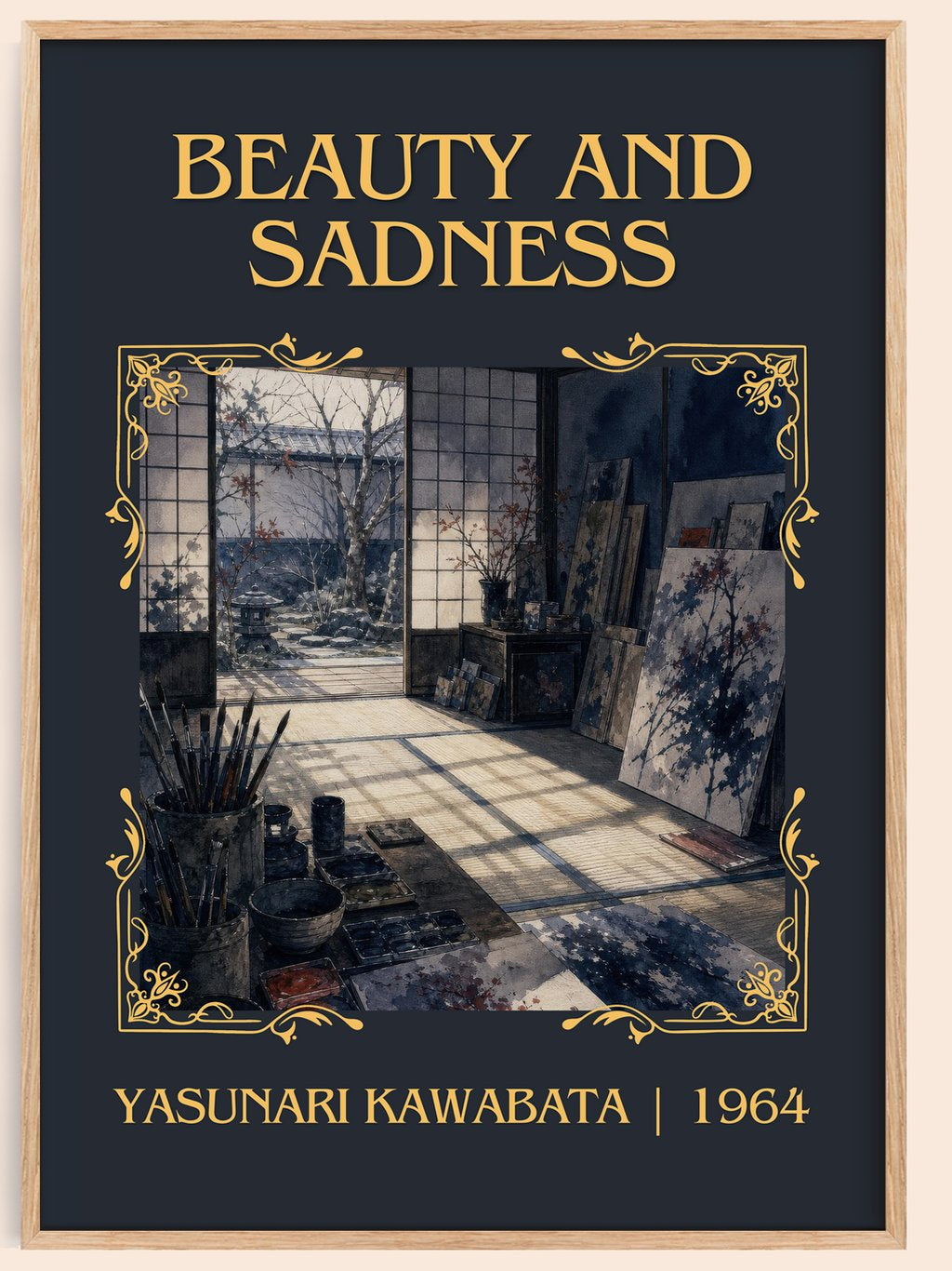 Beauty and Sadness Classic Book Art Print by Yasunari Kawabata – book poster