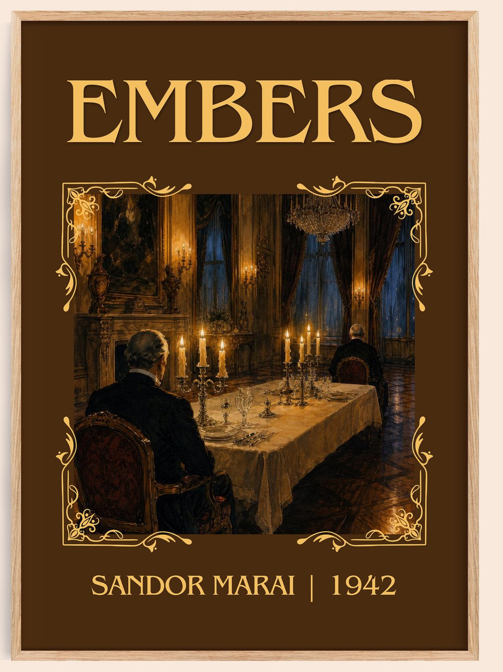 Embers Classic Book Art Print by Sandor Marai – book poster