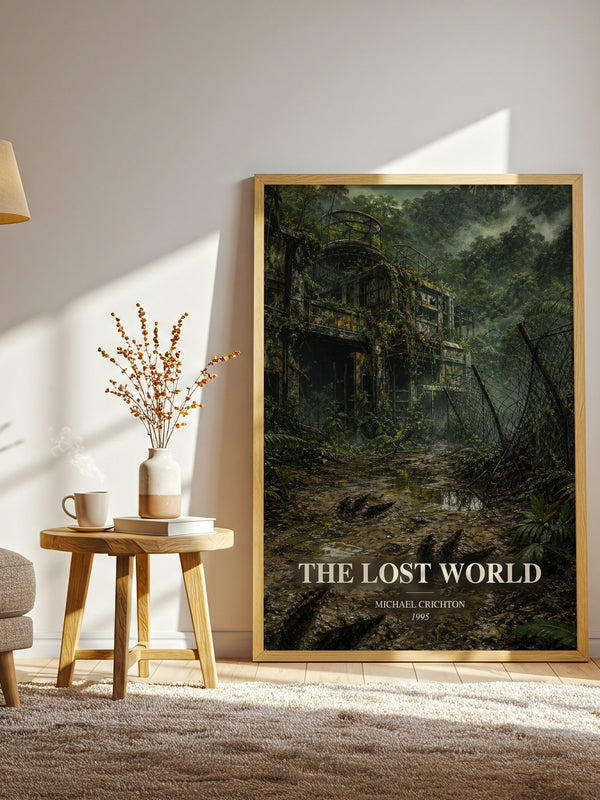 The Lost World watercolour print in frame leaning in hallway – sci fi wall art