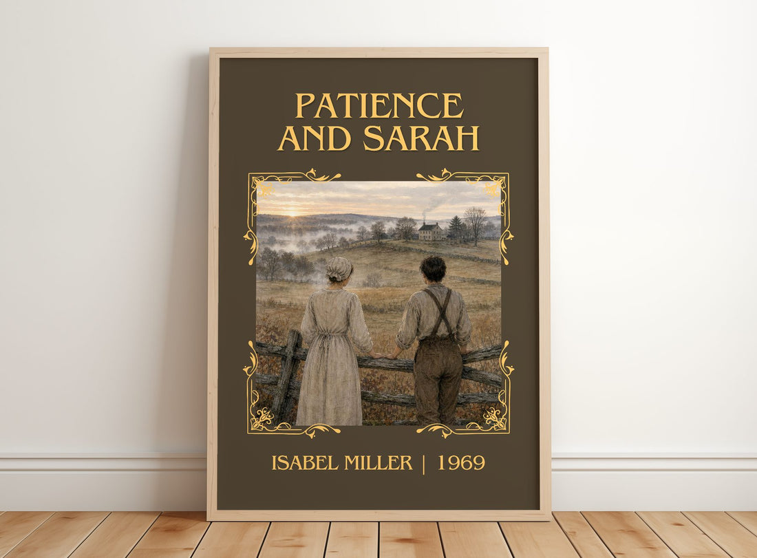 Patience And Sarah Classic Book Art Print by Isabel Miller – framed print leaning on a wooden floor