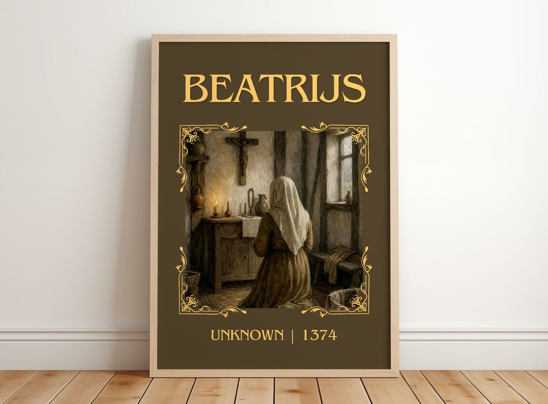 Beatrijs Classic Book Art Print by Unknown – framed print leaning on a wooden floor