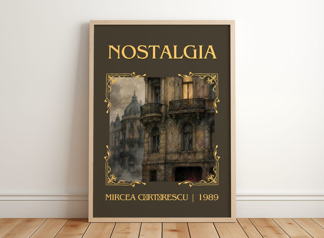 Nostalgia Classic Book Art Print by Mircea Cărtărescu – framed print leaning on a wooden floor