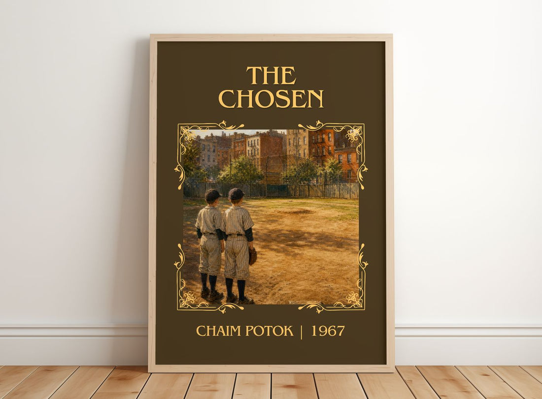 The Chosen Classic Book Art Print by Chaim Potok – framed print leaning on a wooden floor