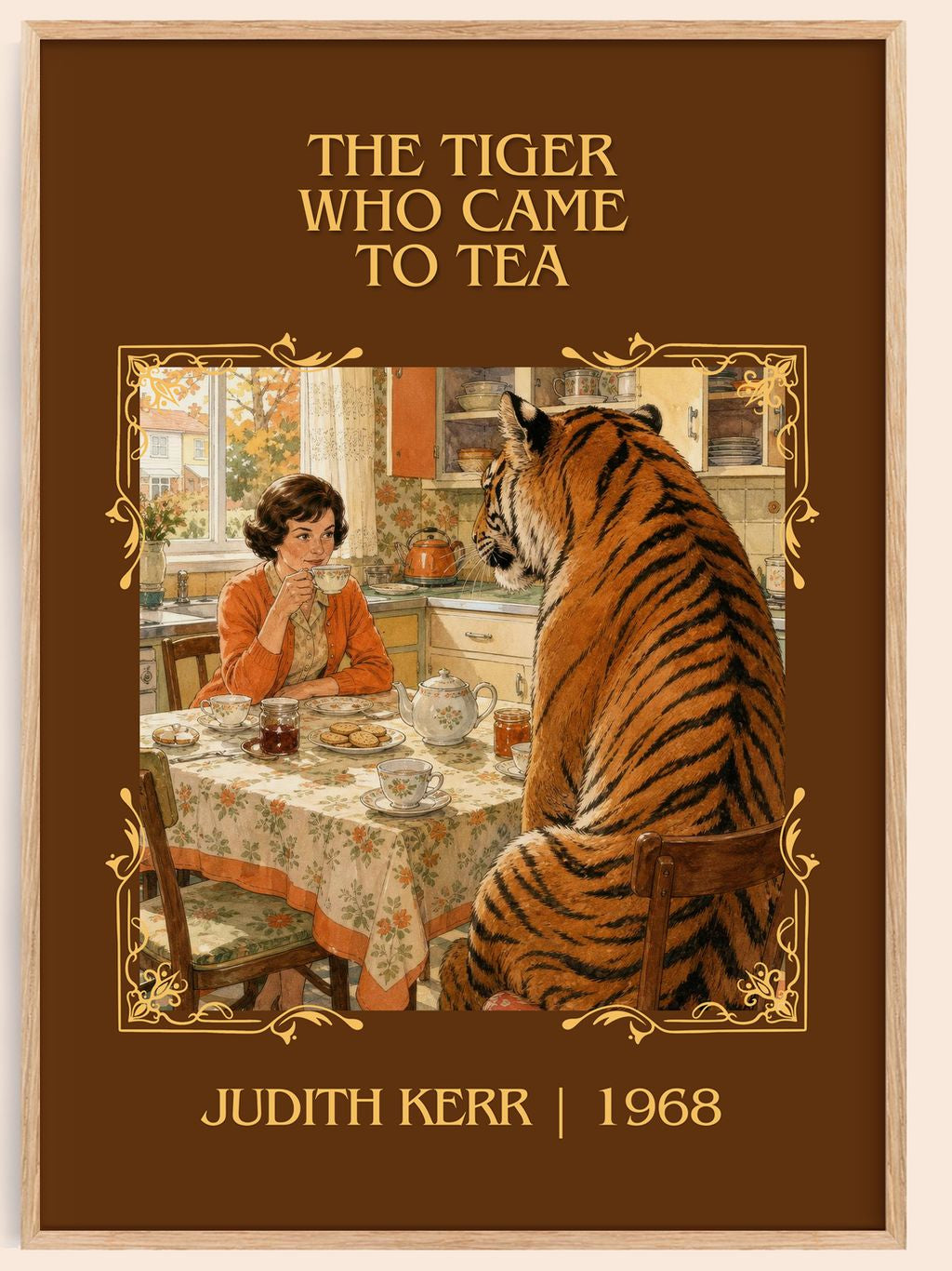 The Tiger Who Came to Tea Classic Book Art Print by Judith Kerr – book poster