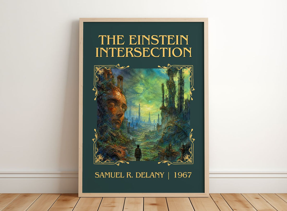 The Einstein Intersection Classic Book Art Print by Samuel R. Delany – framed print leaning on a wooden floor