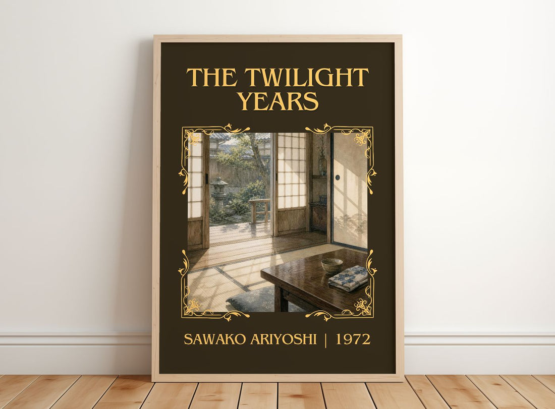 The Twilight Years Classic Book Art Print by Sawako Ariyoshi – framed print leaning on a wooden floor