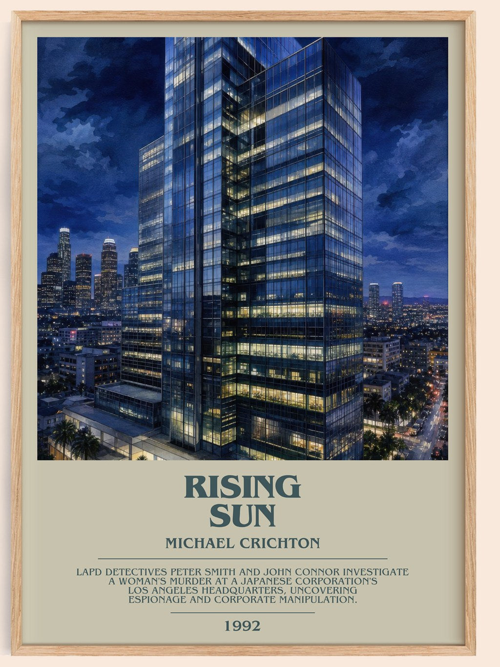 Rising Sun bookish book poster by Michael Crichton – framed literary art print