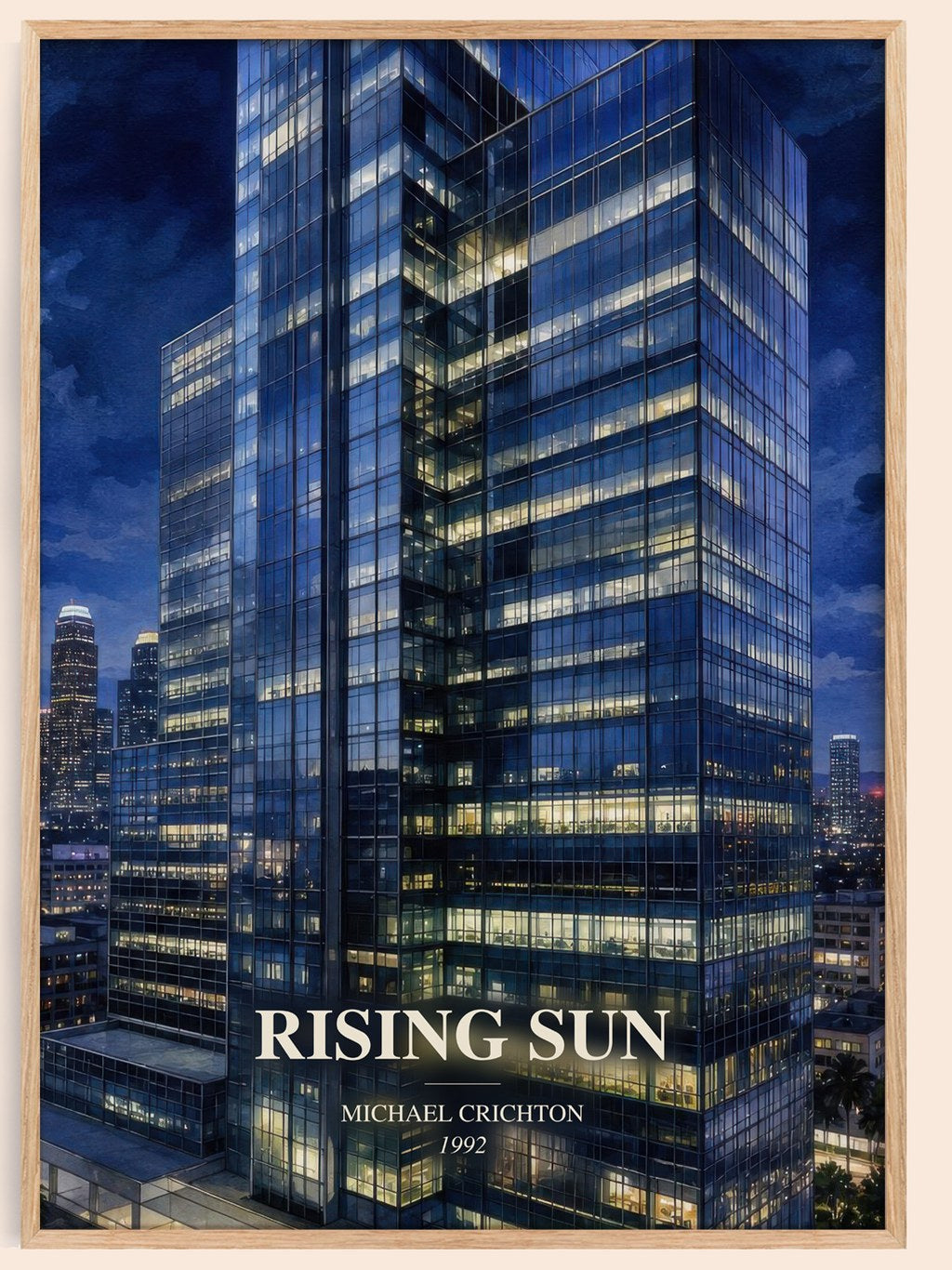 Rising Sun watercolour book poster by Michael Crichton – framed literary art print