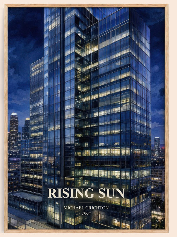 Rising Sun watercolour book poster by Michael Crichton – framed literary art print