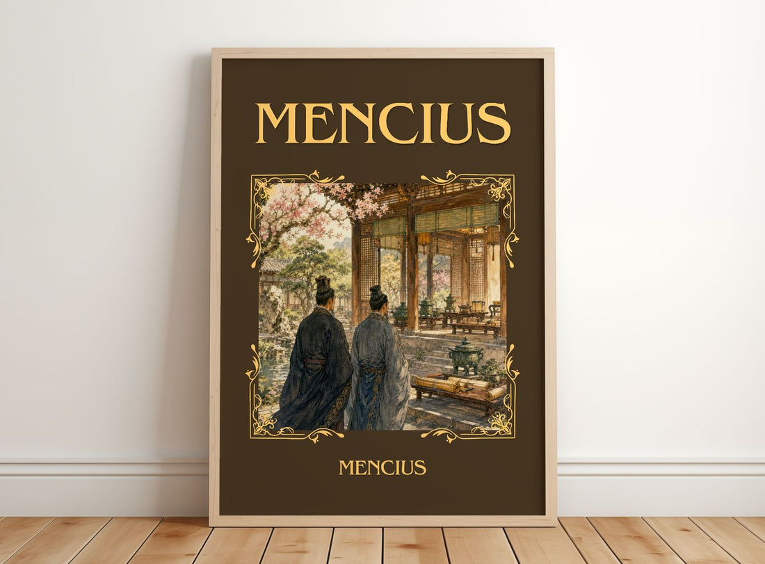 Mencius Classic Book Art Print by Mencius – framed print leaning on a wooden floor