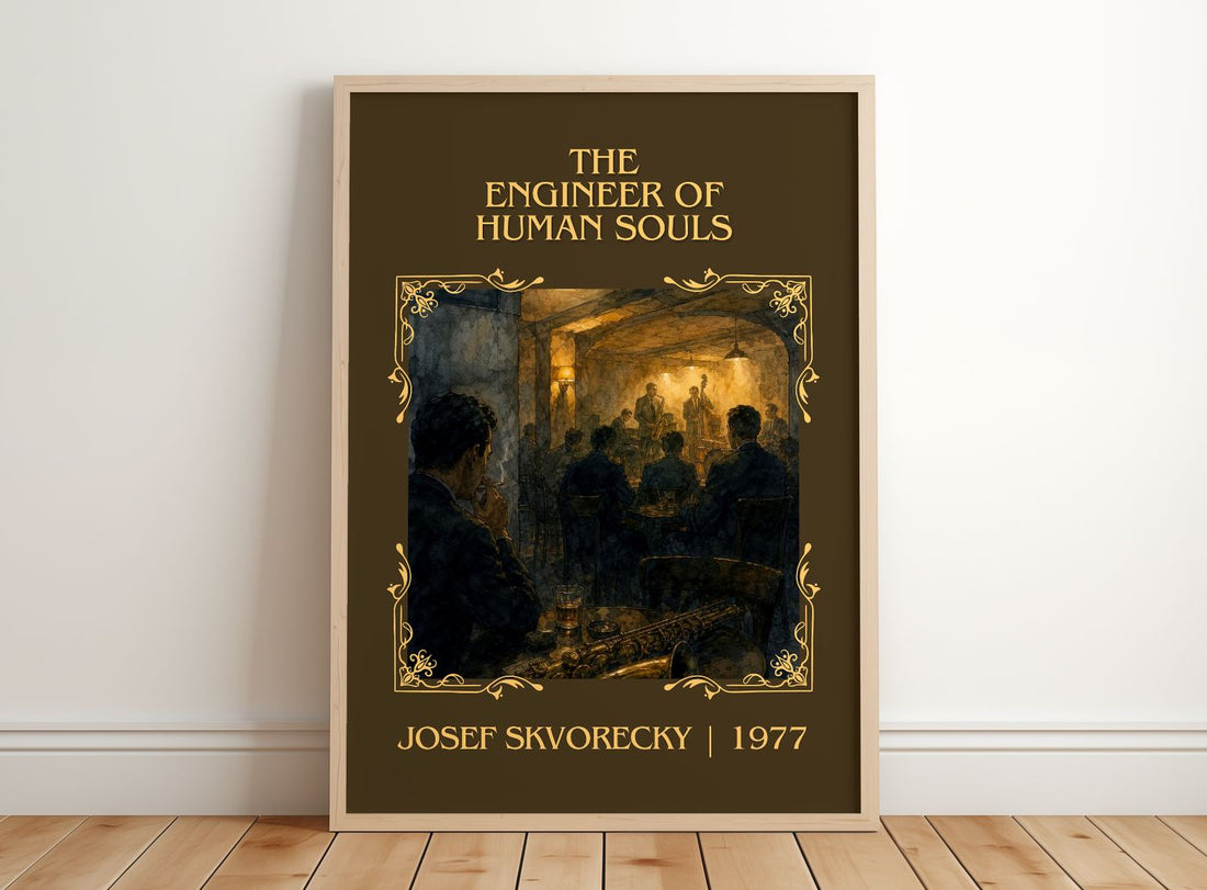 The Engineer of Human Souls Classic Book Art Print by Josef Škvorecký – framed print leaning on a wooden floor