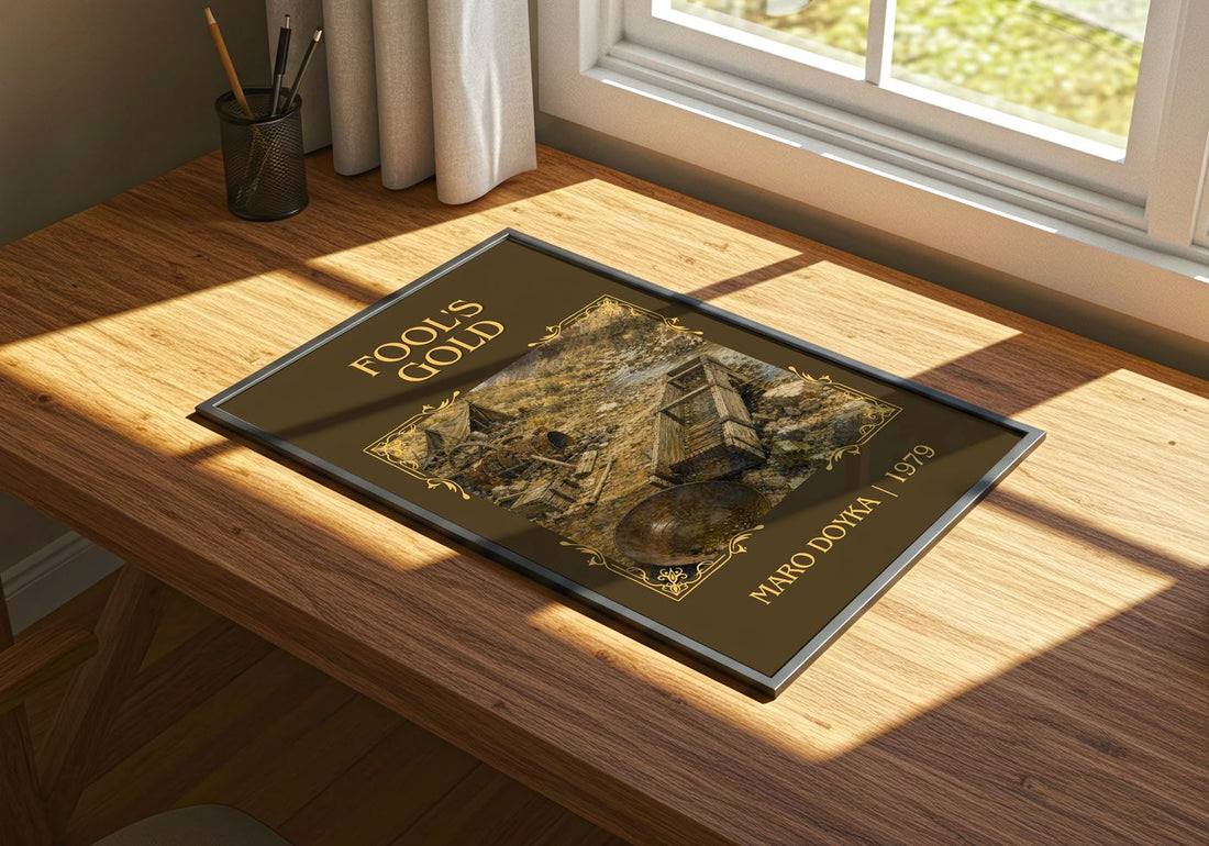 Fool's Gold Classic Book Art Print by Máro Doýka – print on a sunlit desk