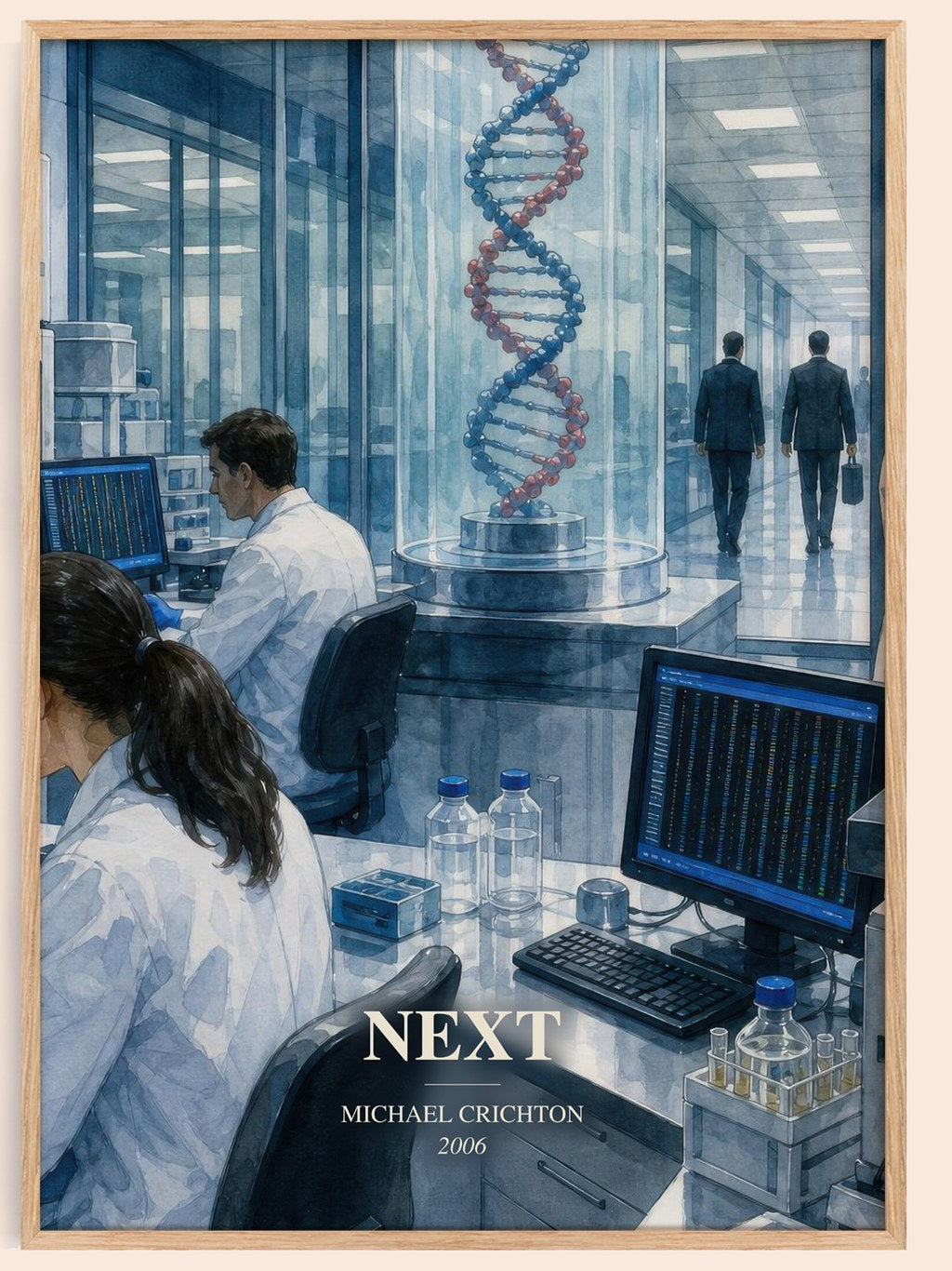 Next watercolour book poster by Michael Crichton – framed literary art print