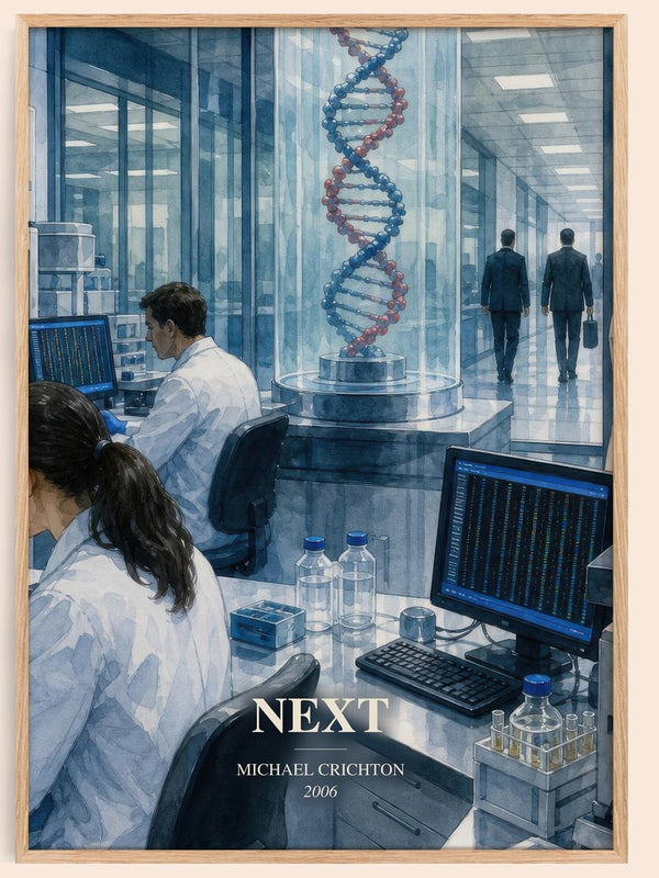 Next watercolour book poster by Michael Crichton – framed literary art print