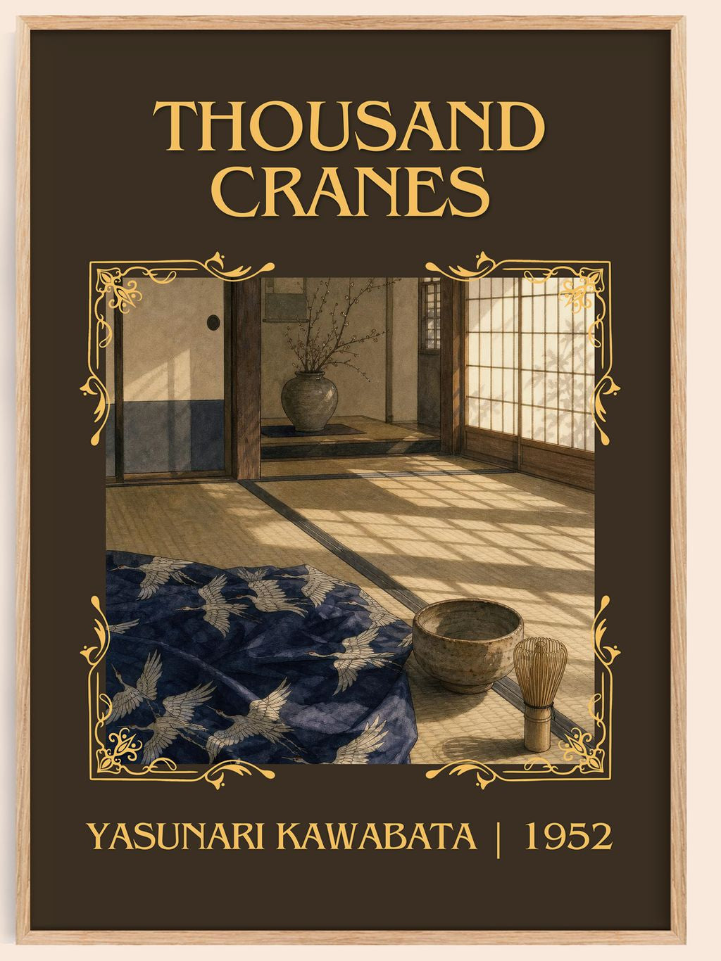 Thousand Cranes Classic Book Art Print by Yasunari Kawabata – book poster
