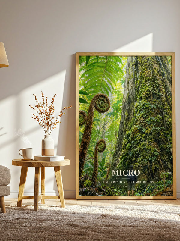 Micro watercolour print in frame leaning in hallway – sci fi wall art