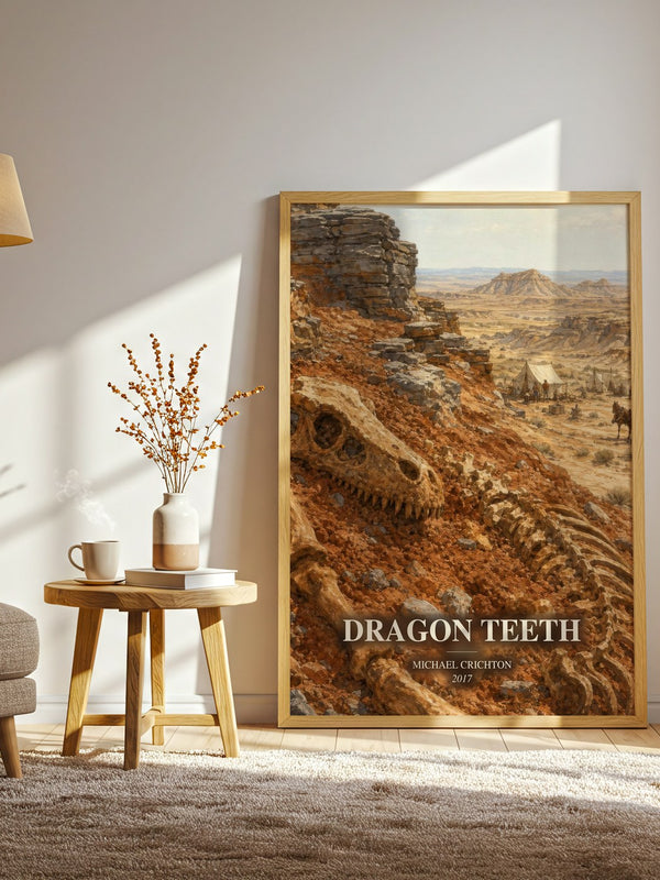 Dragon Teeth watercolour print in frame leaning in hallway – adventure wall art