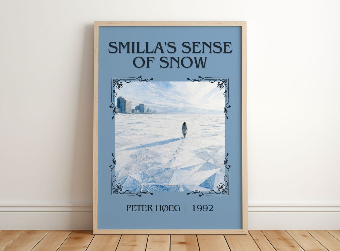 Smilla's Sense of Snow Classic Book Art Print by Peter Høeg – framed print leaning on a wooden floor