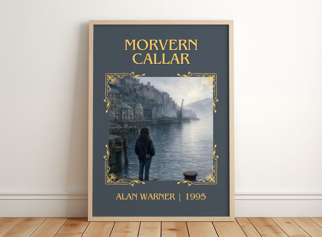 Morvern Callar Classic Book Art Print by Alan Warner – framed print leaning on a wooden floor