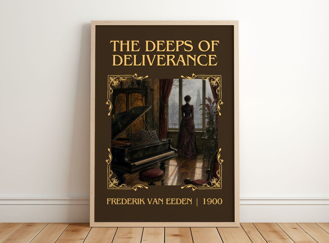 The Deeps of Deliverance Classic Book Art Print by Frederik van Eeden – framed print leaning on a wooden floor