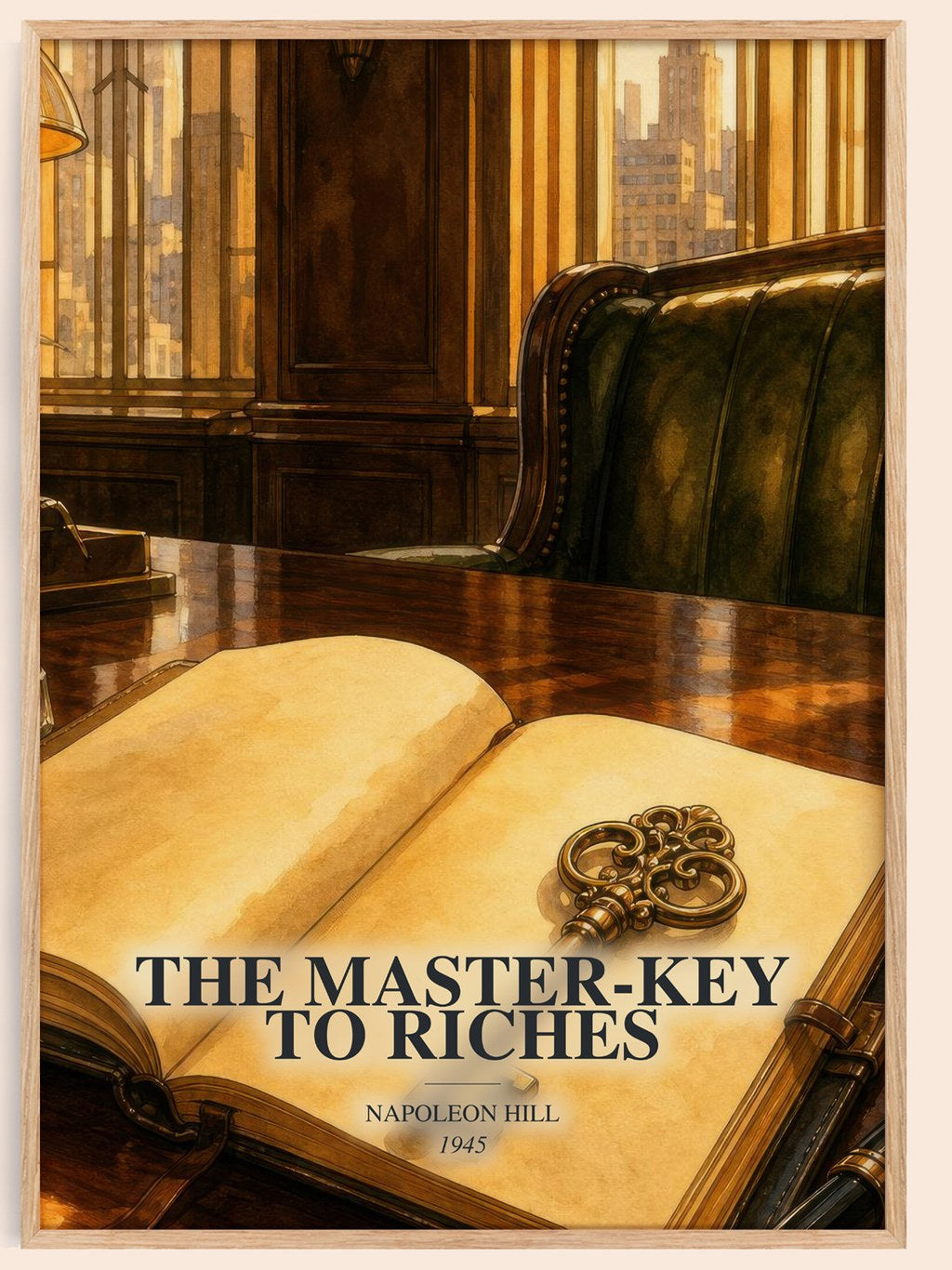 The Master-Key To Riches watercolour book poster by Napoleon Hill – framed literary art print