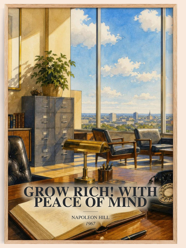 Grow Rich! With Peace Of Mind Book Watercolour Illustration by N. Hill