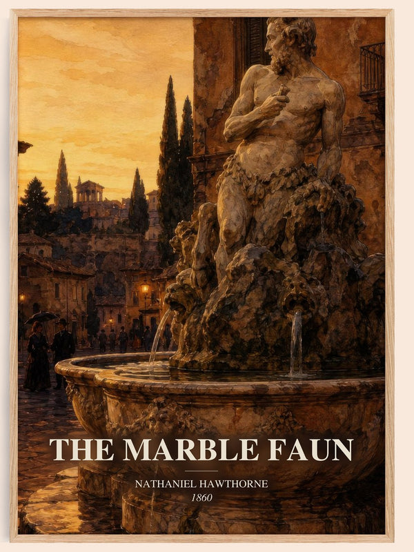 The Marble Faun watercolour book poster by Nathaniel Hawthorne – framed literary art print