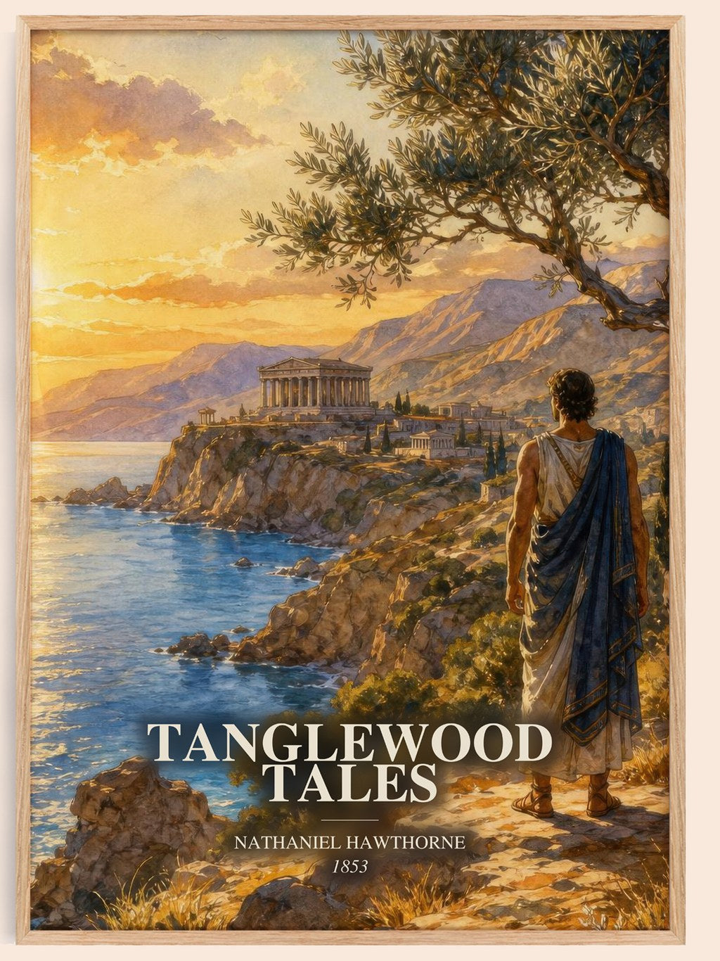 Tanglewood Tales watercolour book poster by Nathaniel Hawthorne – framed literary art print
