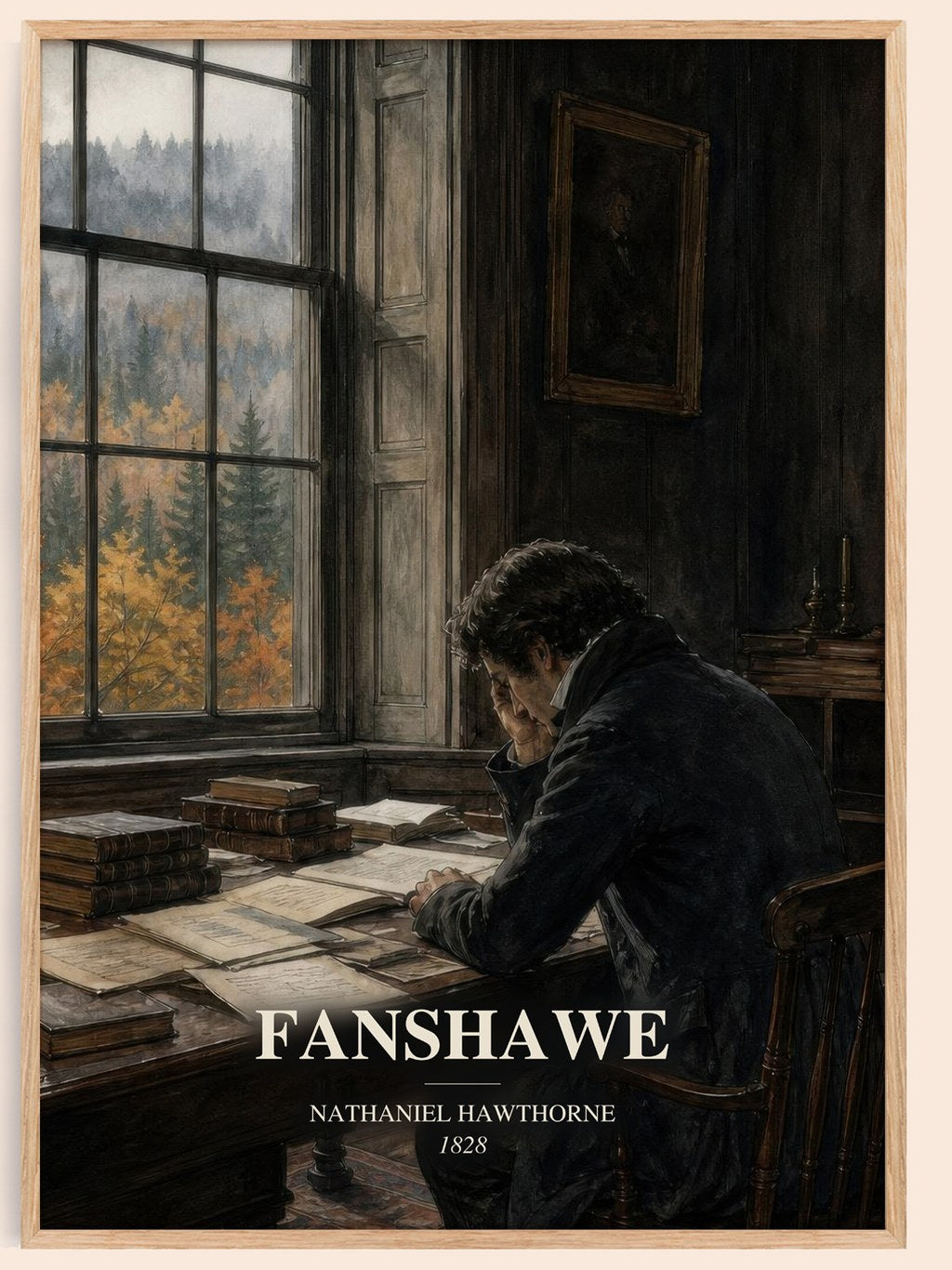 Fanshawe watercolour book poster by Nathaniel Hawthorne – framed literary art print
