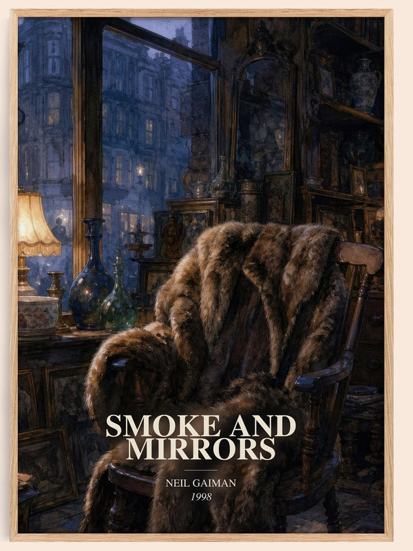 Smoke And Mirrors watercolour book poster by Neil Gaiman – framed literary art print