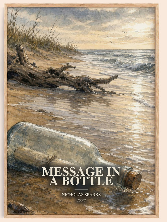 Message In A Bottle Book Watercolour Illustration by Nicholas Sparks