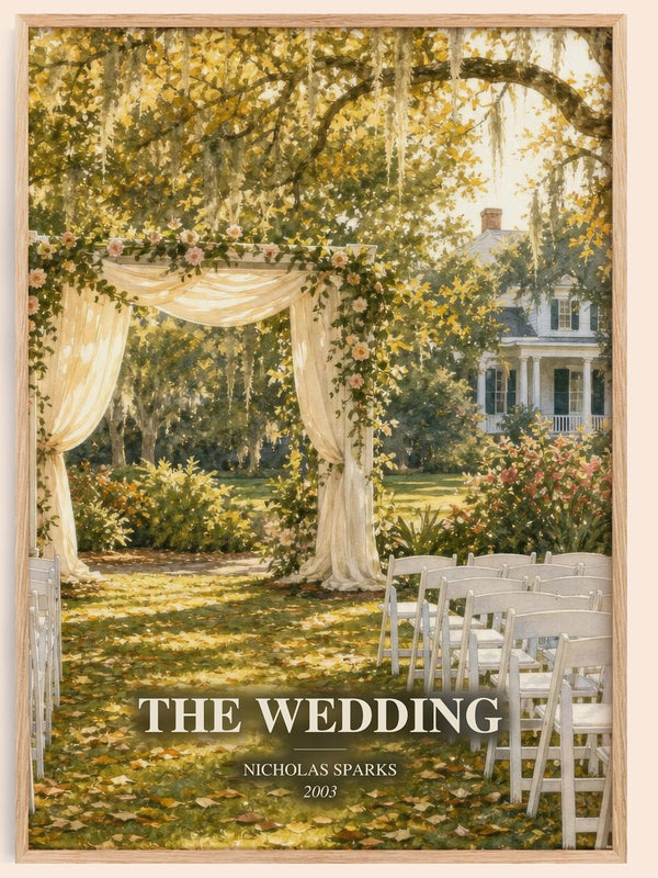 The Wedding watercolour book poster by Nicholas Sparks – framed literary art print