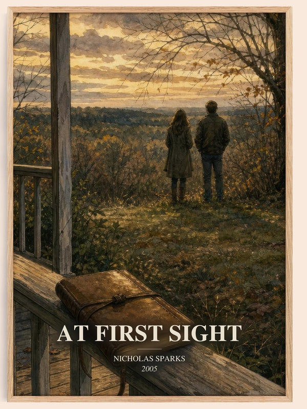 At First Sight watercolour book poster by Nicholas Sparks – framed literary art print