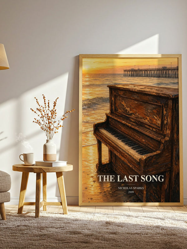 The Last Song watercolour print in frame leaning in hallway – young adult wall art