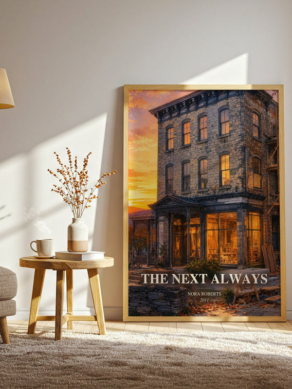 The Next Always watercolour print in frame leaning in hallway – romance wall art