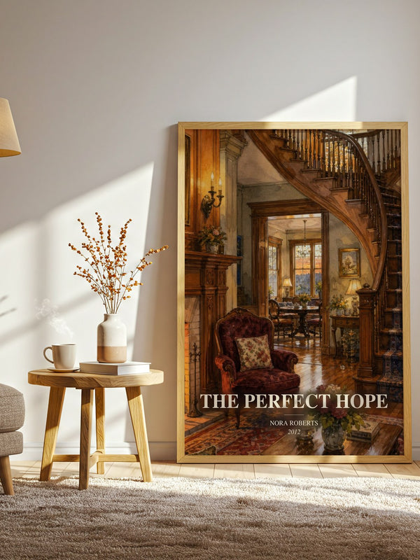 The Perfect Hope watercolour print in frame leaning in hallway – romance wall art