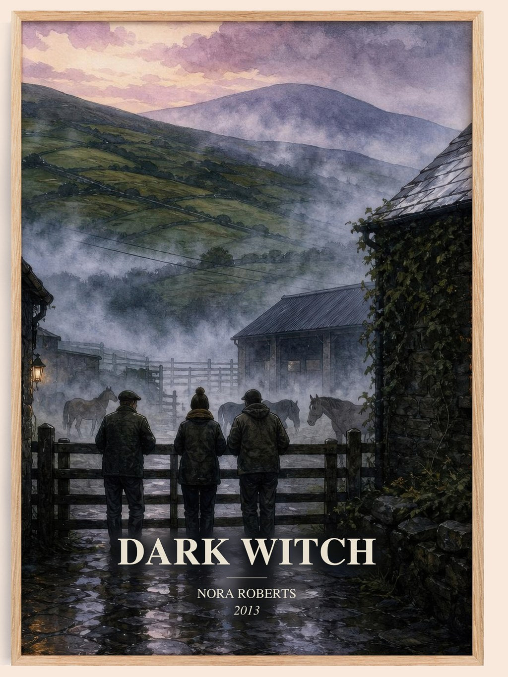 Dark Witch watercolour book poster by Nora Roberts – framed literary art print